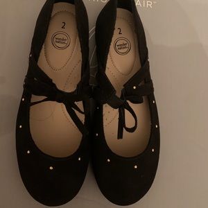 Black and Gold studded Flats
